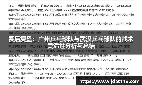赛后复盘：广州乒乓球队与武汉乒乓球队的战术灵活性分析与总结